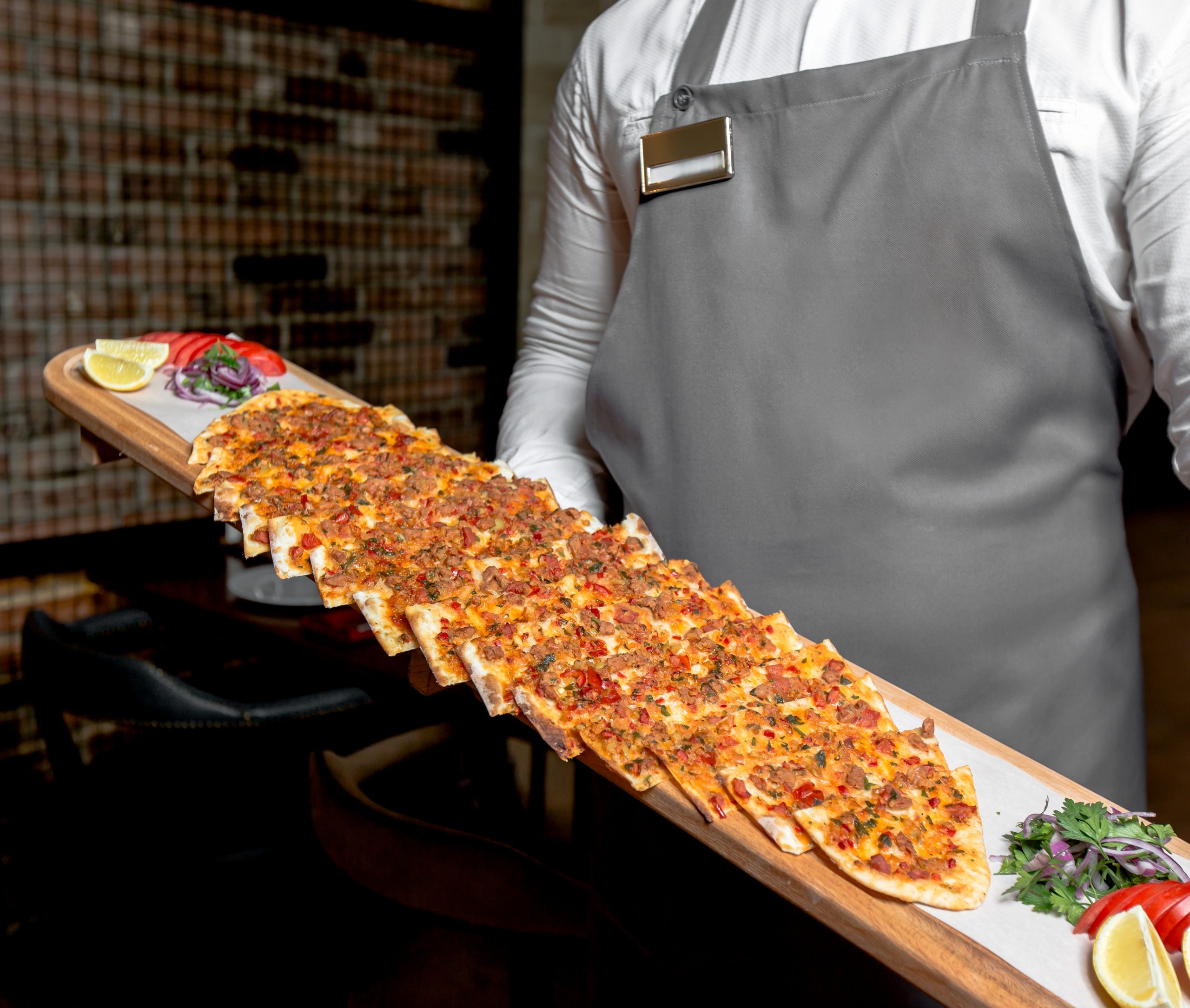 turkish dish lahmajun with meat and hot pepper